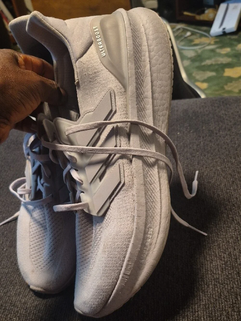 adidas Men's White Knit Lace-Up Sneakers